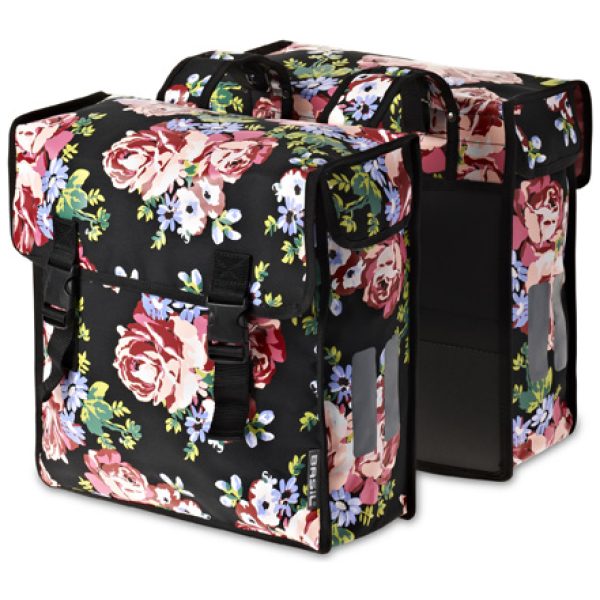 Basil BAS17532 Tas dubbel Blossom Roses ZWART