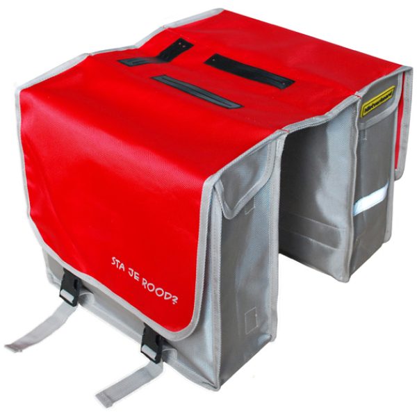 Niet Verkeerd NV dubb tas Basic nylon rd/grs Grijs - Rood