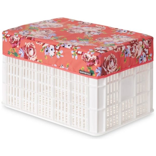 Basil Krat Afdekhoes Crate L 49x36x8.5 50352 Blossom Roses coral Rood / Roze / Groen