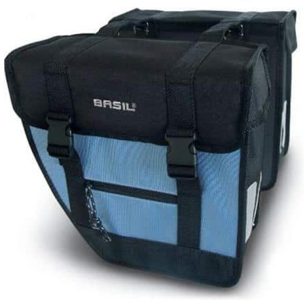 Basil TAS DUBBEL TOUR SCHUIN ZWART/M.BLAUW 26LITER ZWART MEDIUM BLAUW