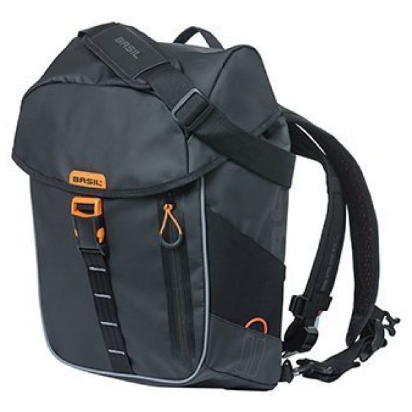 Basil TAS BAS MILES DAYPACK BLACK ORANGE 17L Zwart/Oranje